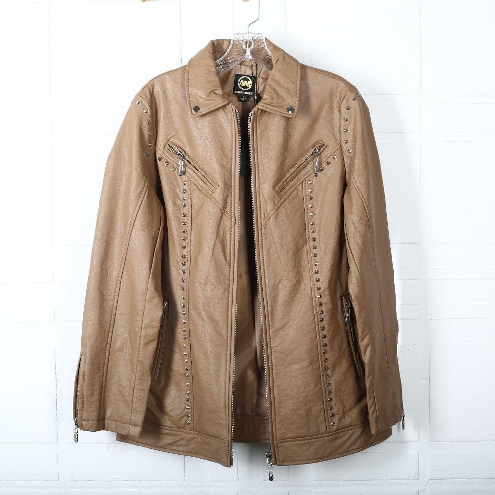 Ameri Mode Genuine Leather Jacket Tan Small - image 8